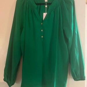 Lilly Pulitzer Green Buttoned Long Sleeve Blouse